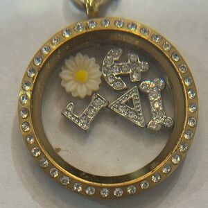 Delta‎ Gamma DG  ORIGAMI OWL GOLD NECKLACE DG PENDANT DELTA GAMMA W/5 CHARMS